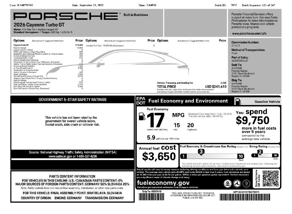Certified 2026 Porsche Cayenne Turbo GT AWD/4WD image 35