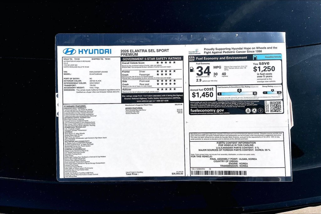New 2026 Hyundai Elantra SEL Sport Premium FWD image 30