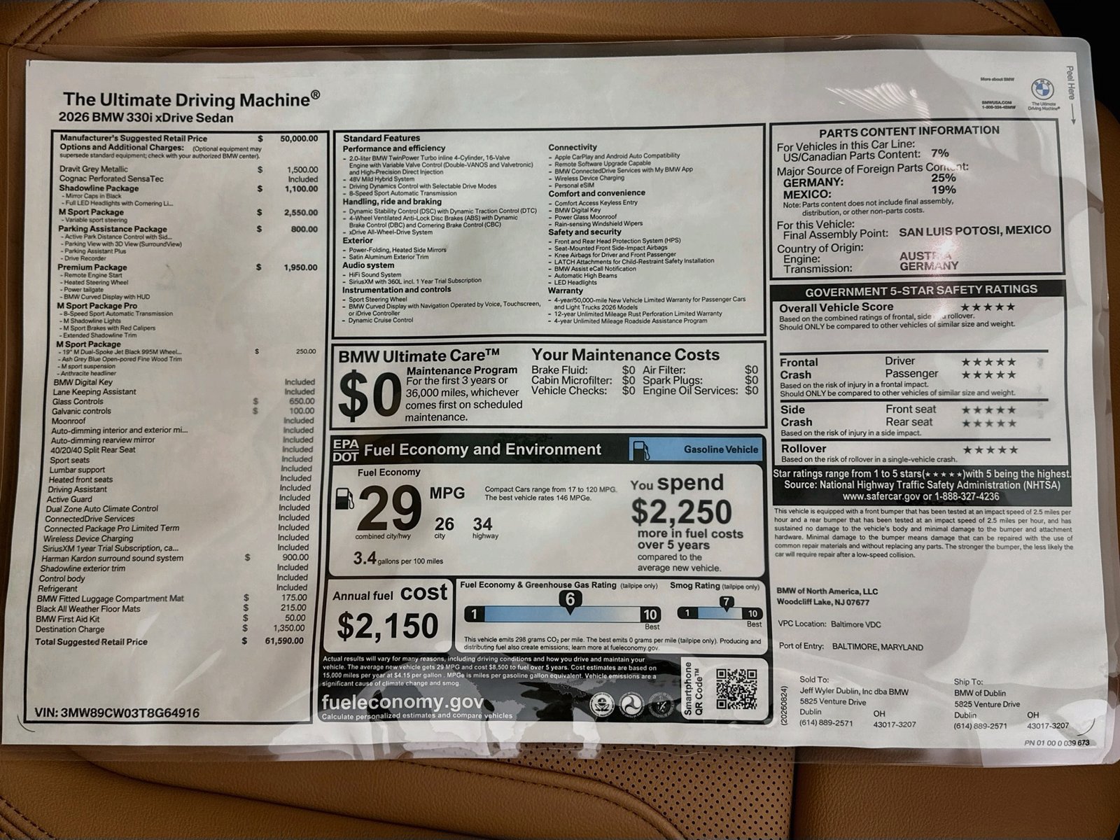 New 2026 BMW 330i xDrive Sedan w/ M Sport Package AWD/4WD image 48