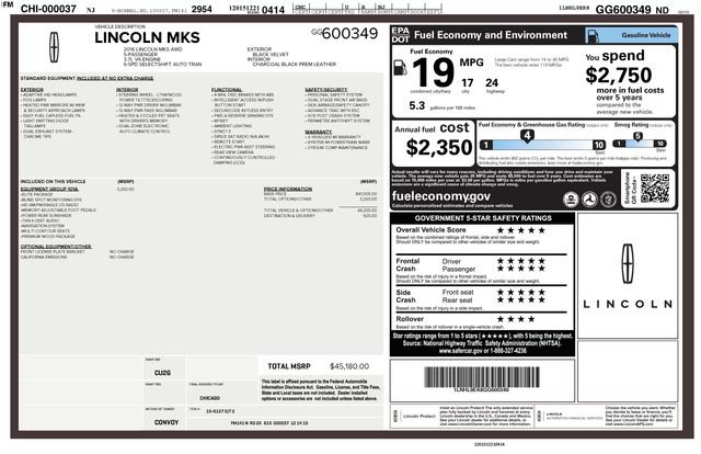 Used 2016 Lincoln MKS AWD w/ Equipment Group 101A image 29