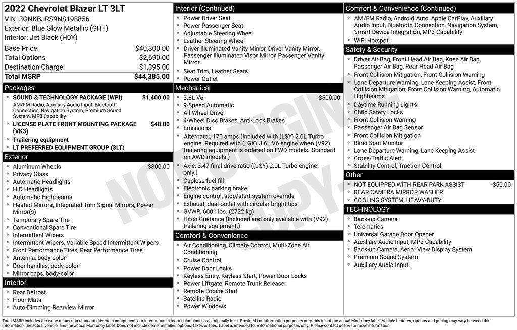 Used 2022 Chevrolet Blazer LT w/ Sound & Technology Package image 2