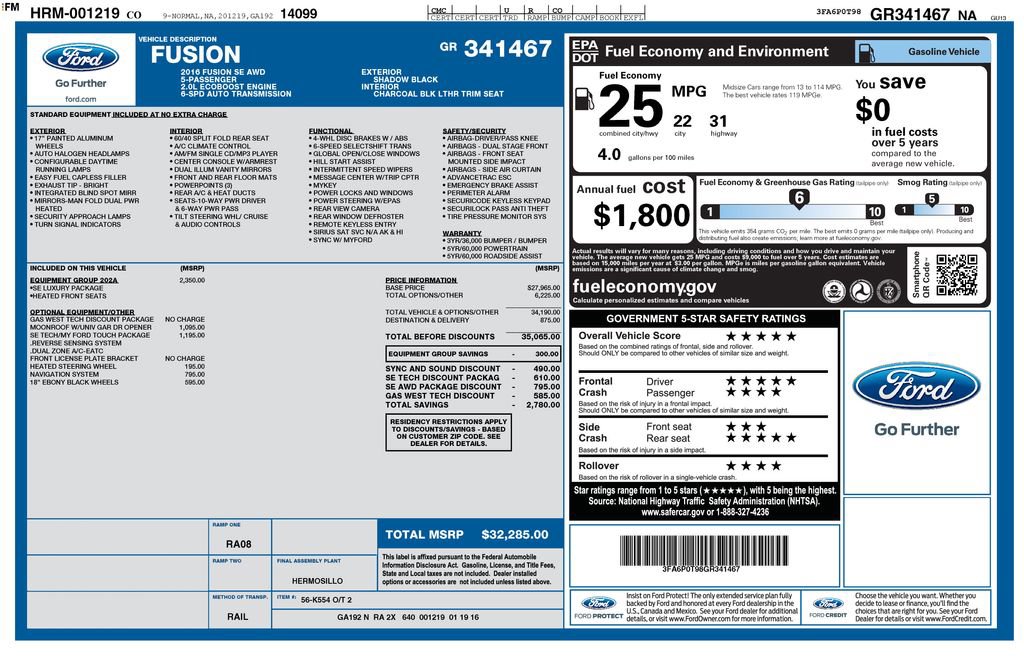 Used 2016 Ford Fusion SE w/ Equipment Group 202A image 6