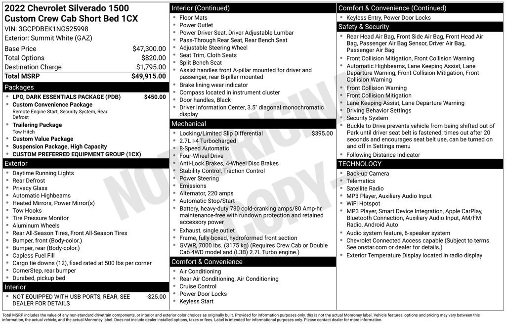 Used 2022 Chevrolet Silverado 1500 Custom w/ LPO, Dark Essentials Package AWD/4WD image 11