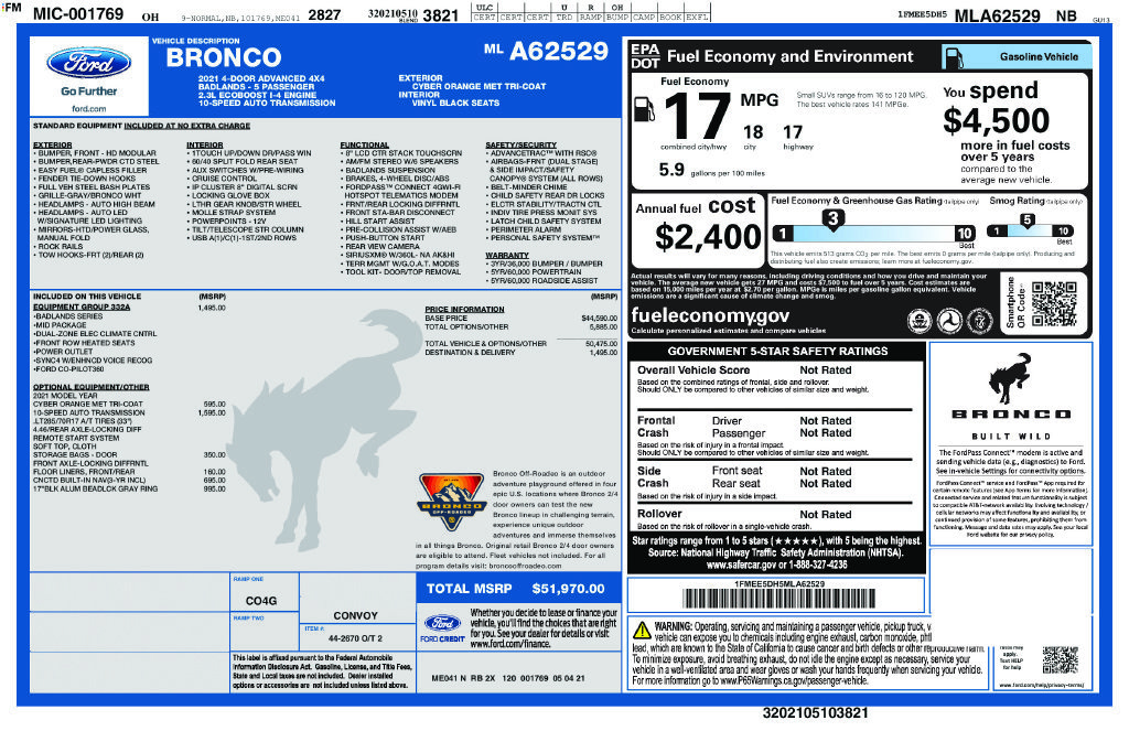 Used 2021 Ford Bronco Badlands AWD/4WD image 3
