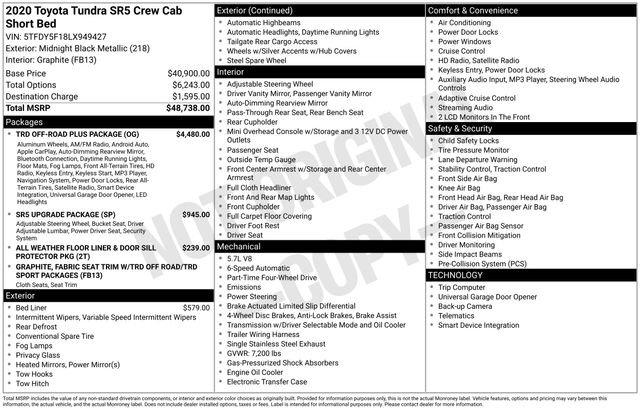 Used 2020 Toyota Tundra SR5 w/ TRD Off-Road Plus Package image 5