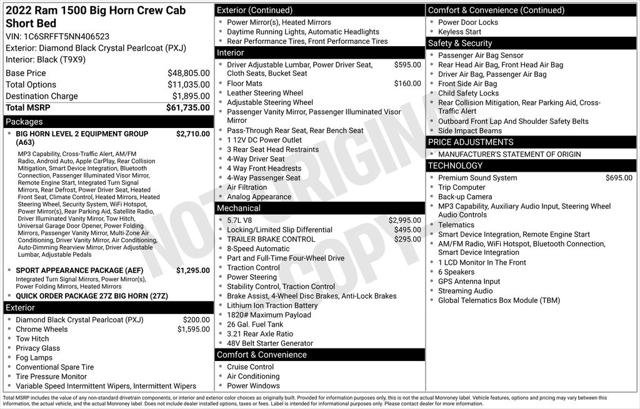Certified 2022 RAM 1500 Big Horn AWD/4WD image 36