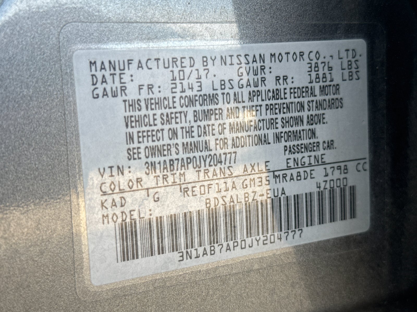 Used 2018 Nissan Sentra S FWD image 24