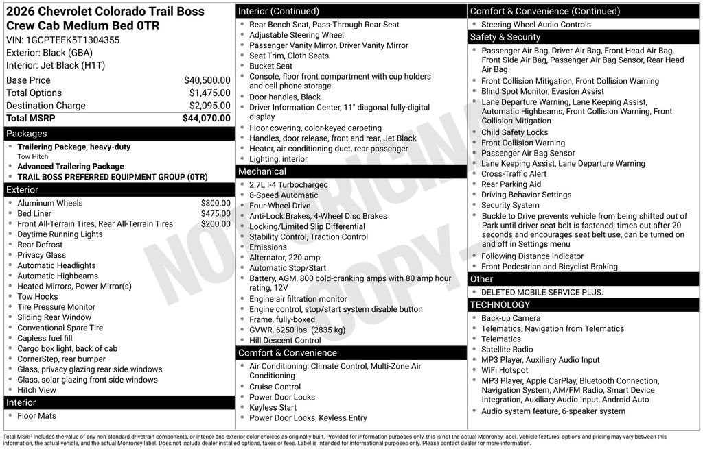 New 2026 Chevrolet Colorado Trail Boss AWD/4WD image 38