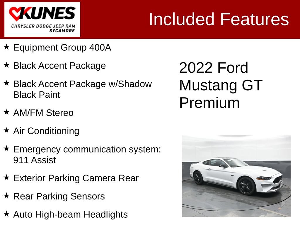 Used 2022 Ford Mustang GT Premium w/ Black Accent Package RWD image 3