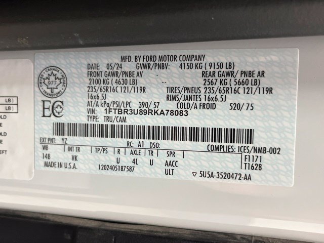 Used 2024 Ford Transit 250 148 High Roof Extended AWD w/ Load Area Protection Package image 28