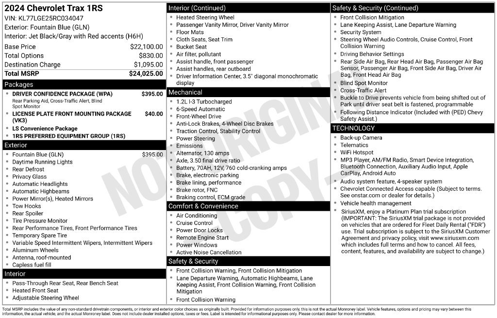 Used 2024 Chevrolet Trax RS w/ Driver Confidence Package FWD image 20
