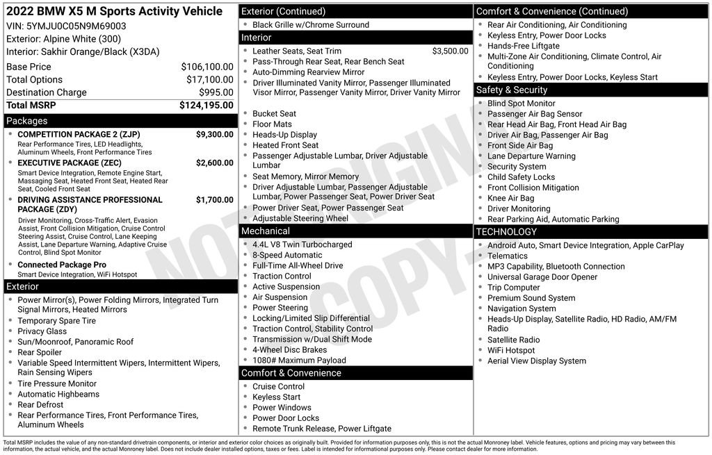 Used 2022 BMW X5 M w/ Competition Package 2 AWD/4WD image 49