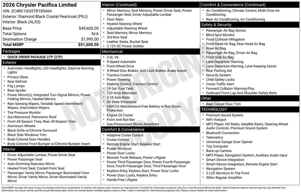 Used 2026 Chrysler Pacifica Limited FWD image 6