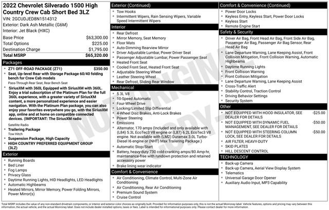 Used 2022 Chevrolet Silverado 1500 High Country w/ Z71 Off-Road Package AWD/4WD image 2