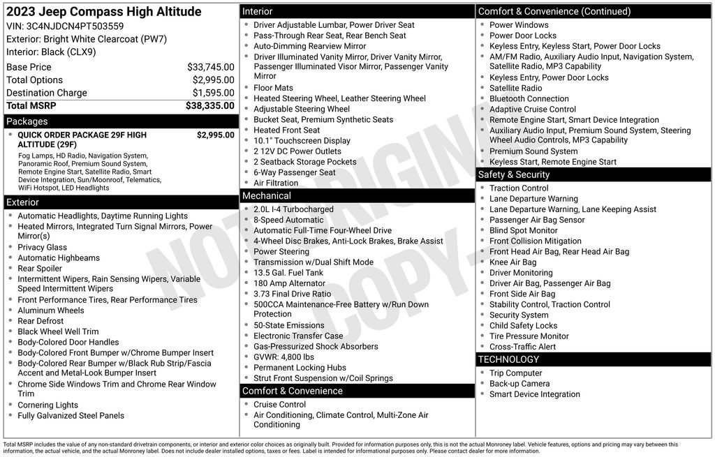 Certified 2023 Jeep Compass High Altitude AWD/4WD image 44