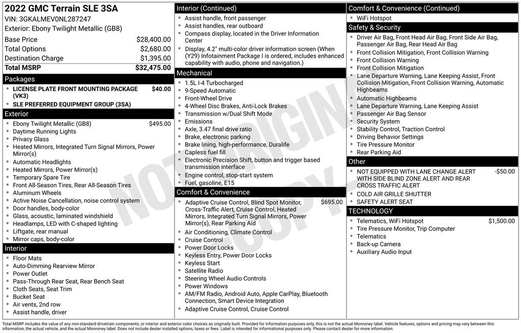 Used 2022 GMC Terrain SLE FWD image 40