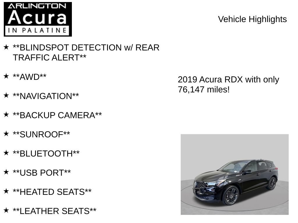 Certified 2019 Acura RDX A-Specw/ Technology Package AWD/4WD image 7