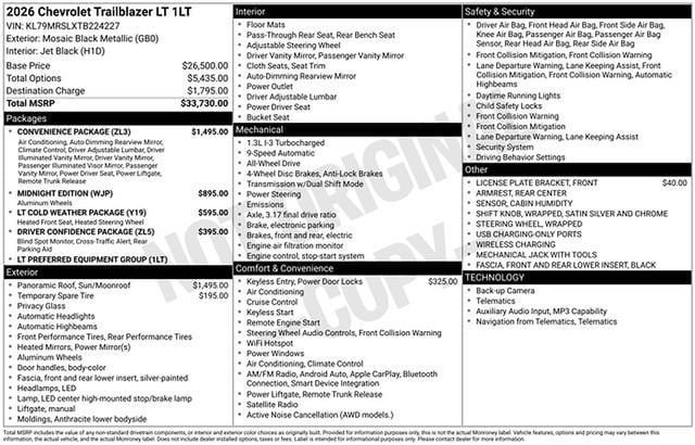 New 2026 Chevrolet TrailBlazer LT w/ Convenience Package AWD/4WD image 5