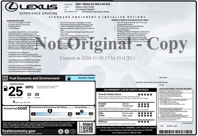 Used 2021 Lexus NX 300 FWD w/ Premium Package image 2