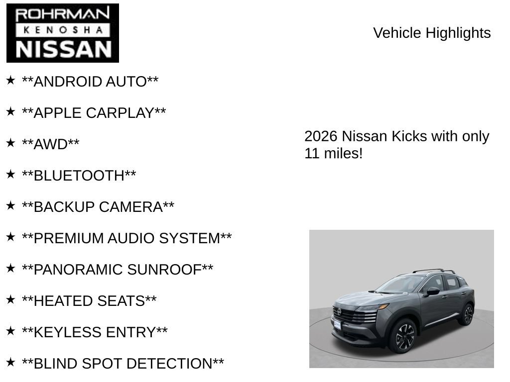 New 2026 Nissan Kicks SV w/ SV Premium Package AWD/4WD image 8