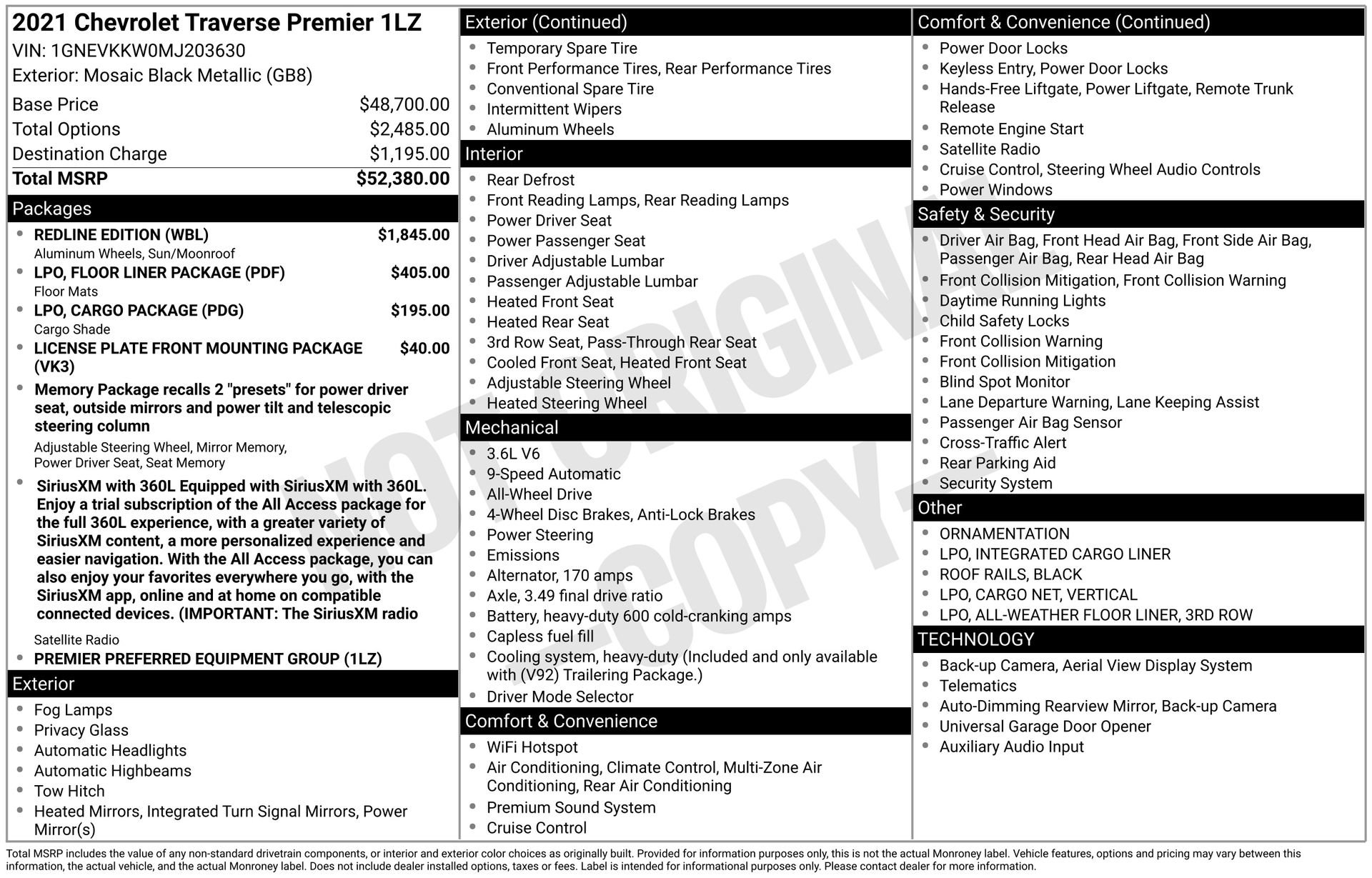 Used 2021 Chevrolet Traverse Premier w/ Redline Edition AWD/4WD image 4