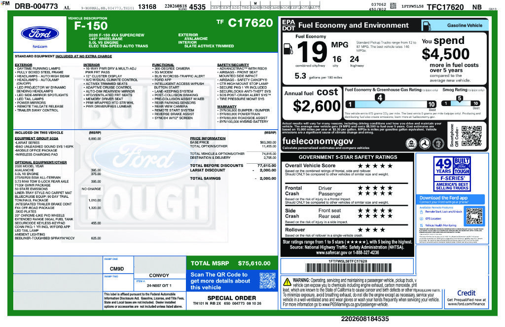 New 2026 Ford F150 Lariat w/ Equipment Group 502A High AWD/4WD image 5