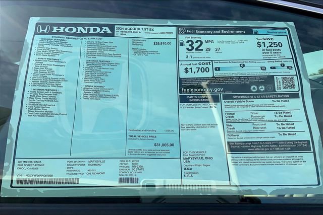 New 2024 Honda Accord EX image 13