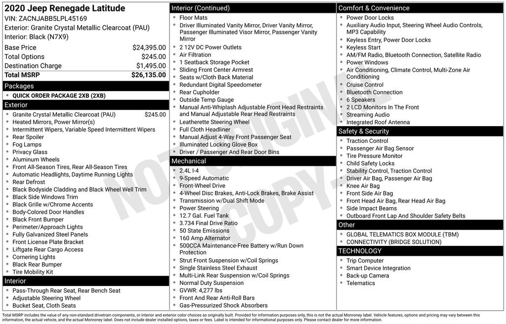 Used 2020 Jeep Renegade Latitude image 27