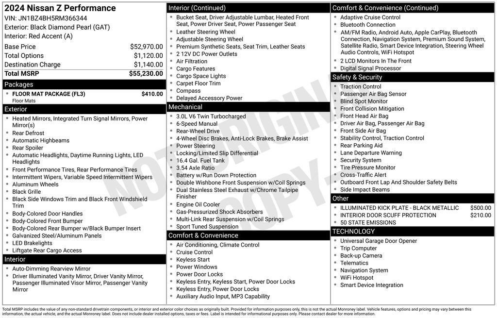 Used 2024 Nissan Z Performance w/ Floor Mat Package image 40