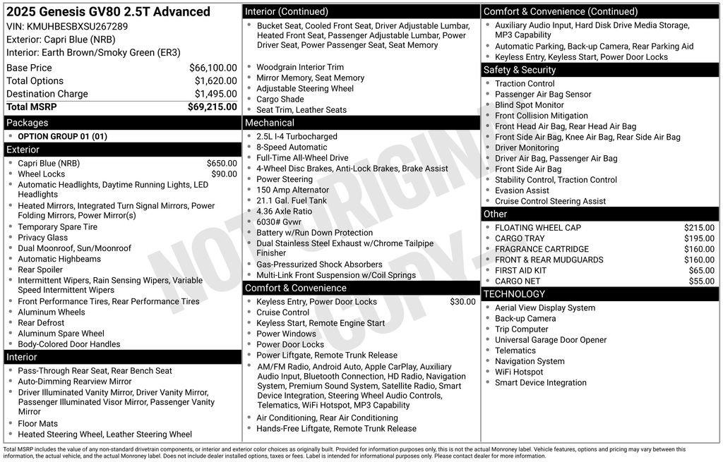 Used 2025 Genesis GV80 2.5T Advanced image 3