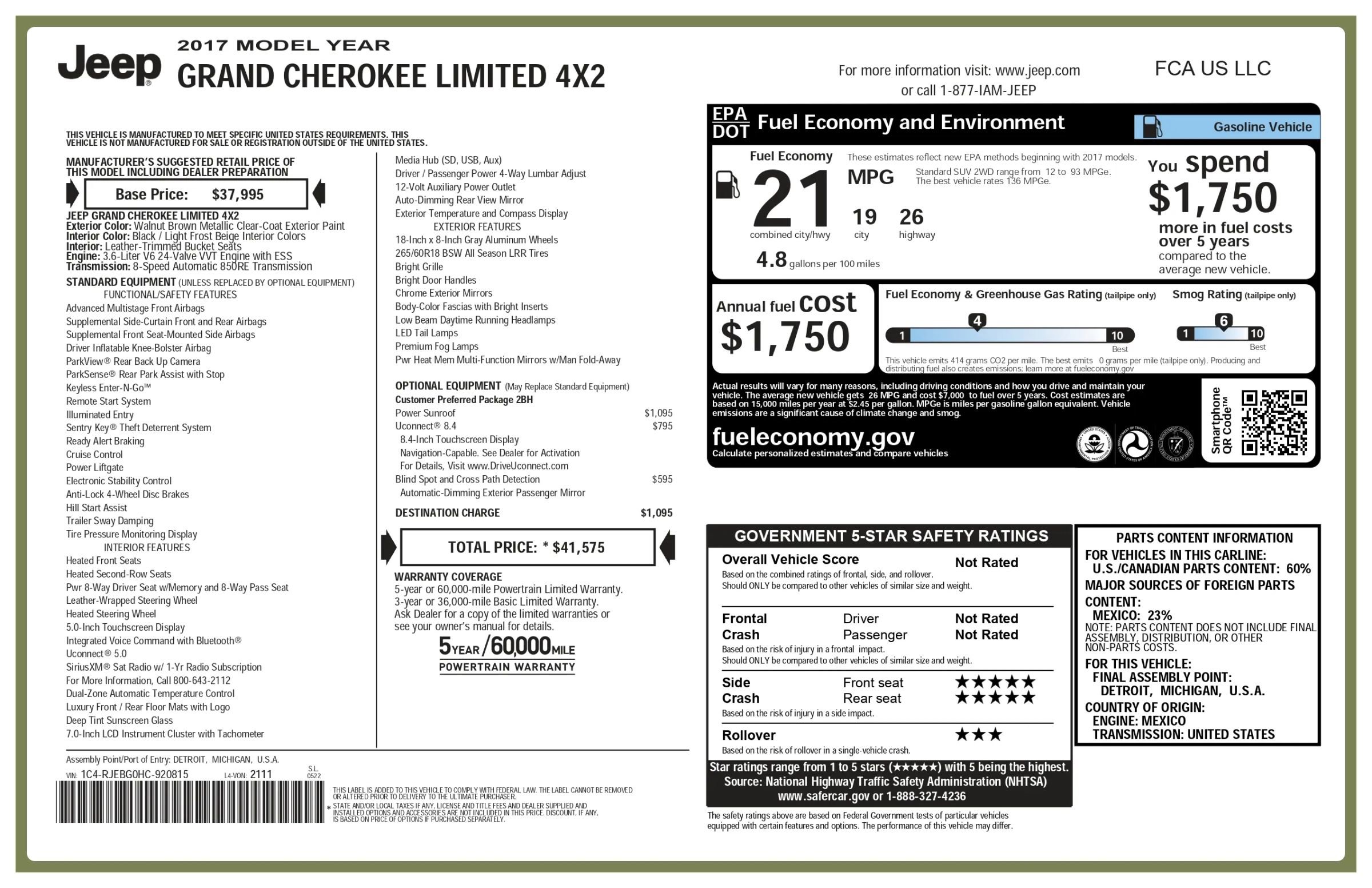 Used 2017 Jeep Grand Cherokee Limited RWD image 3