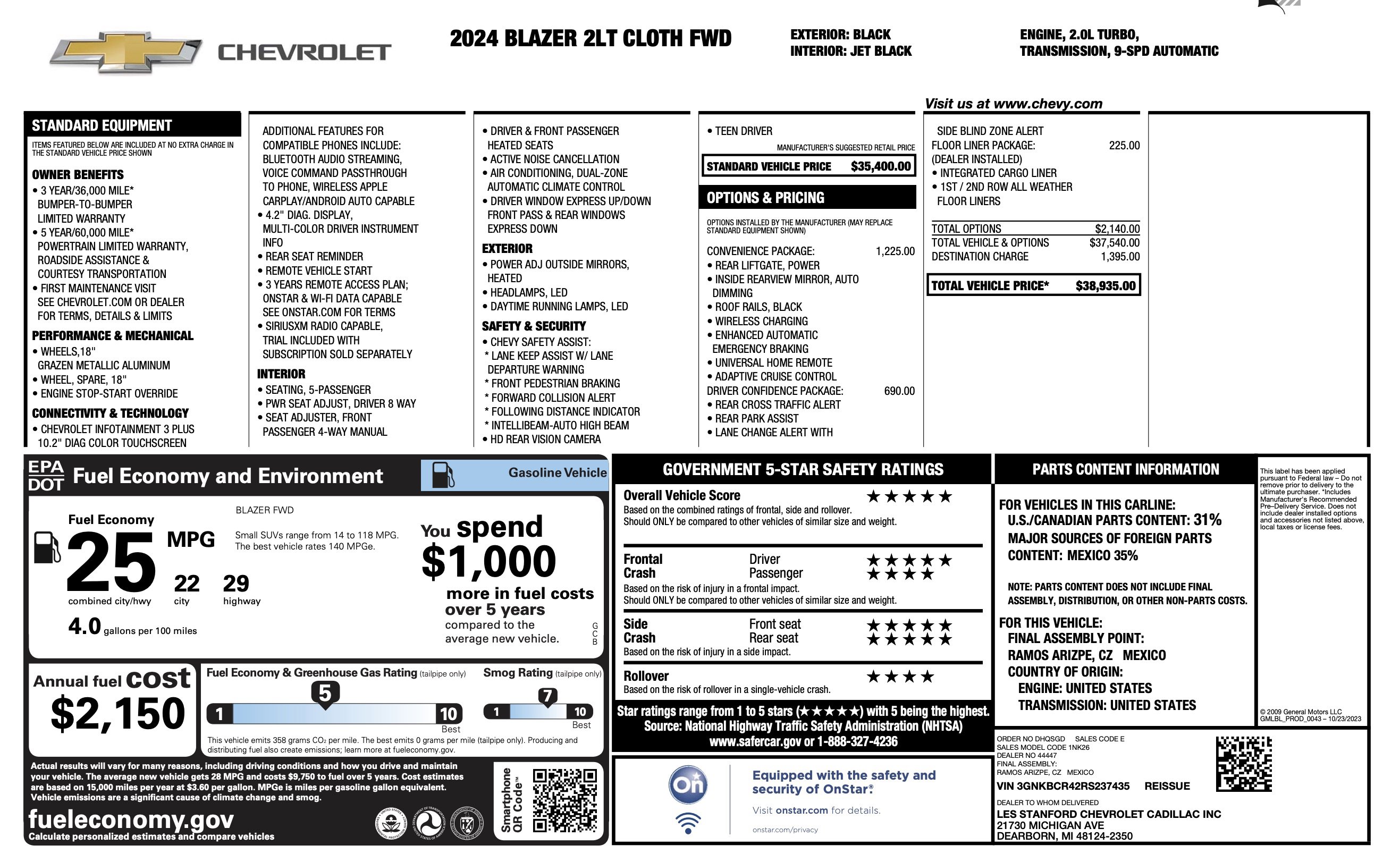 Used 2024 Chevrolet Blazer LT w/ Convenience Package FWD image 2