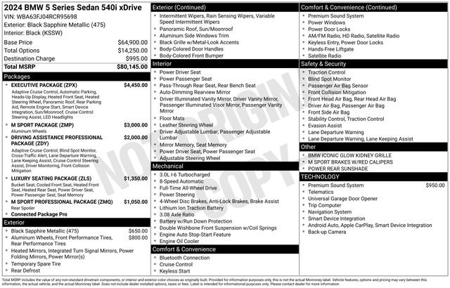Used 2024 BMW 540i xDrive w/ Executive Package AWD/4WD image 32