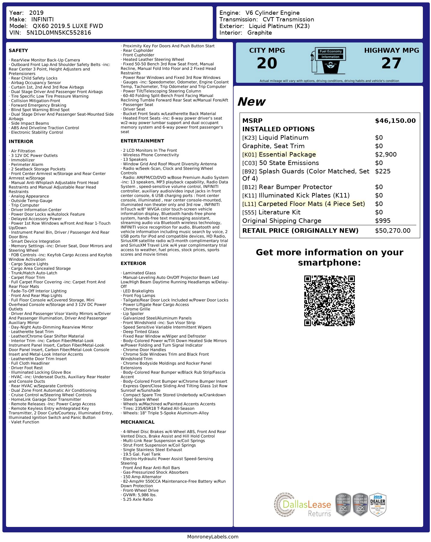 Used 2019 INFINITI QX60 Luxe w/ Essential Package image 3