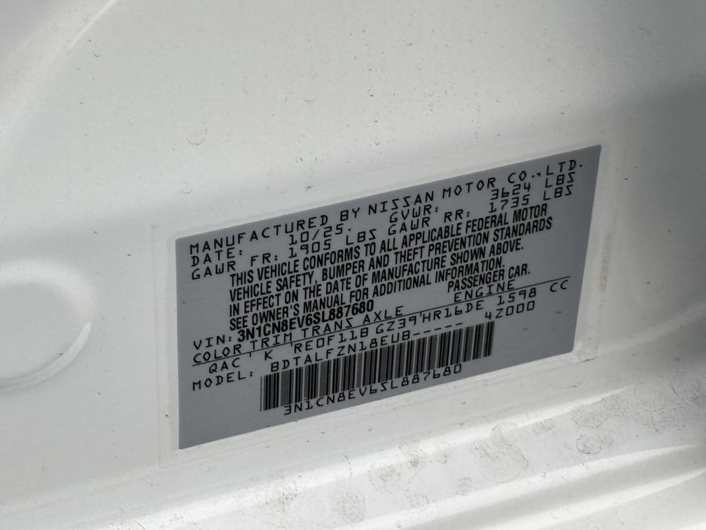 New 2025 Nissan Versa SV w/ Trunk Package image 20