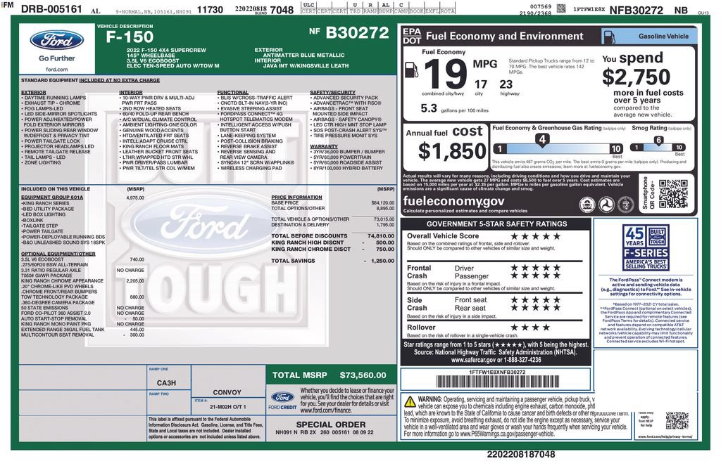 Used 2022 Ford F150 King Ranch w/ Equipment Group 601A High AWD/4WD image 4