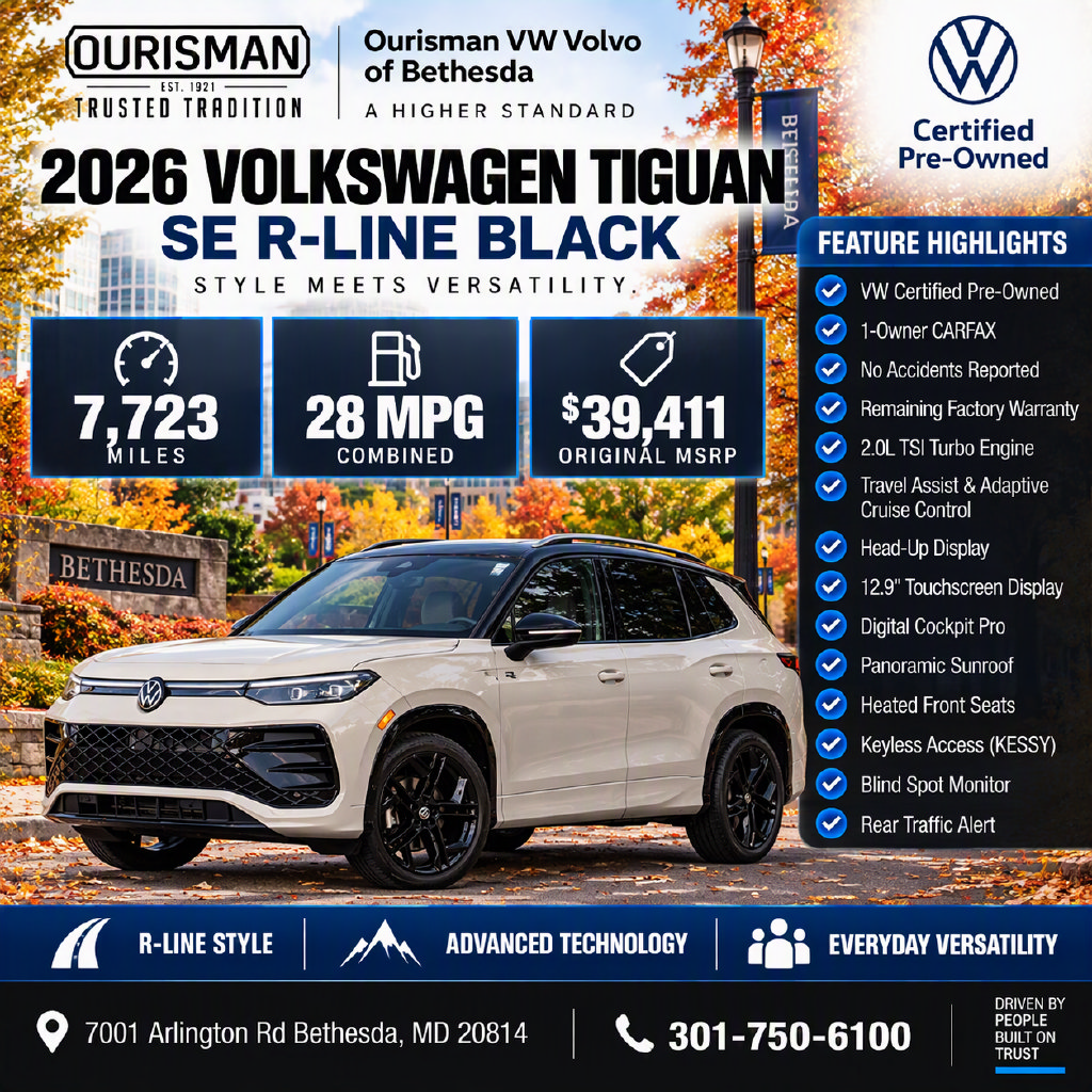 Certified 2026 Volkswagen Tiguan SE R-Line FWD image 2