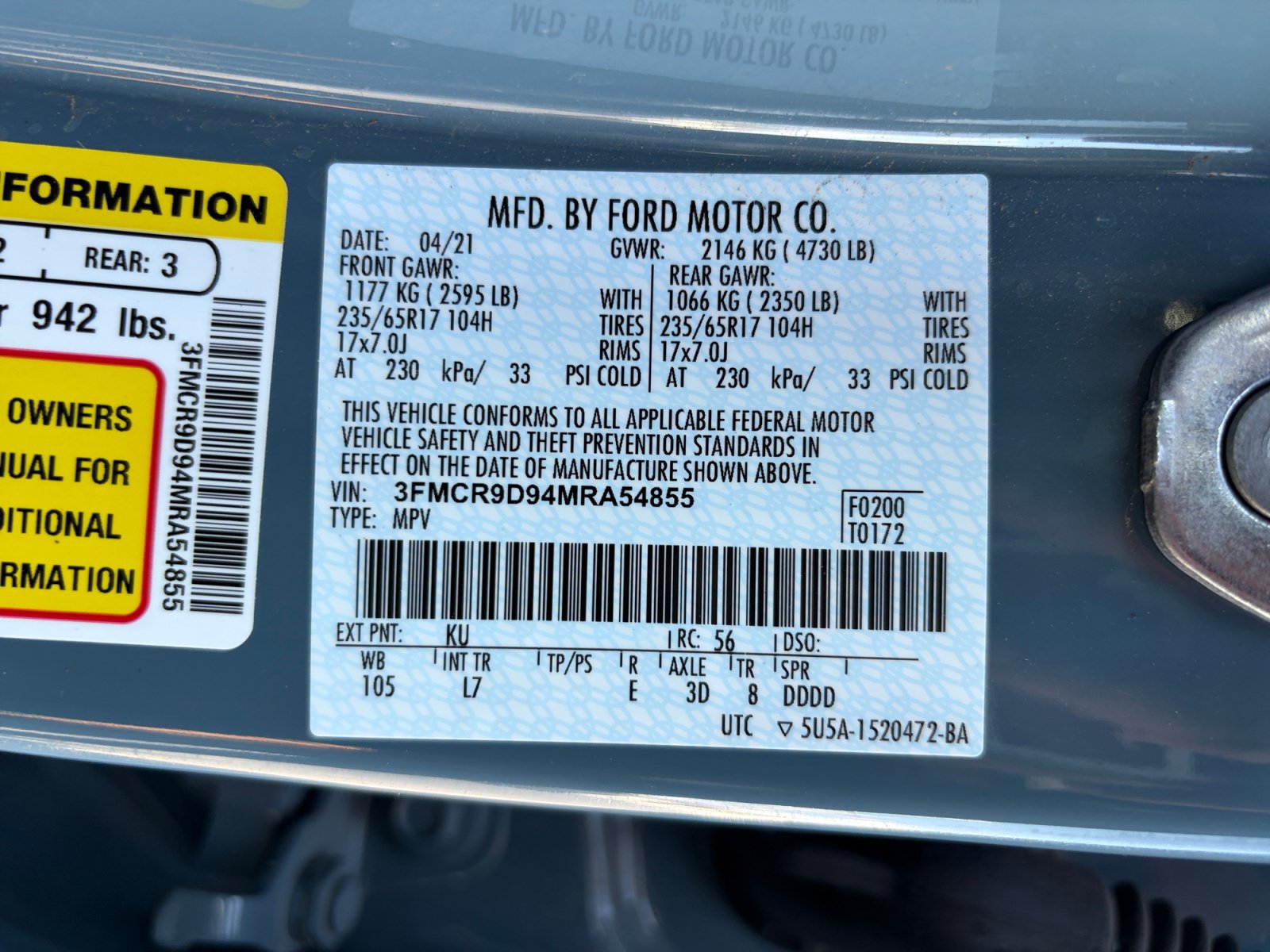 Certified 2021 Ford Bronco Sport Badlands AWD/4WD image 25