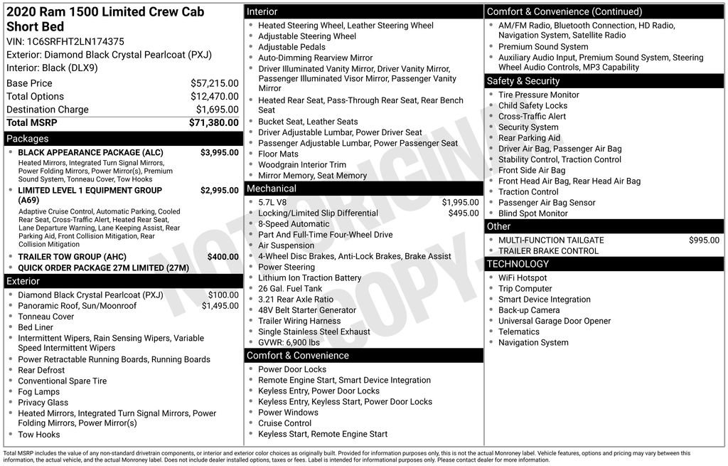 Used 2020 RAM 1500 Limited w/ Black Appearance Package AWD/4WD image 6