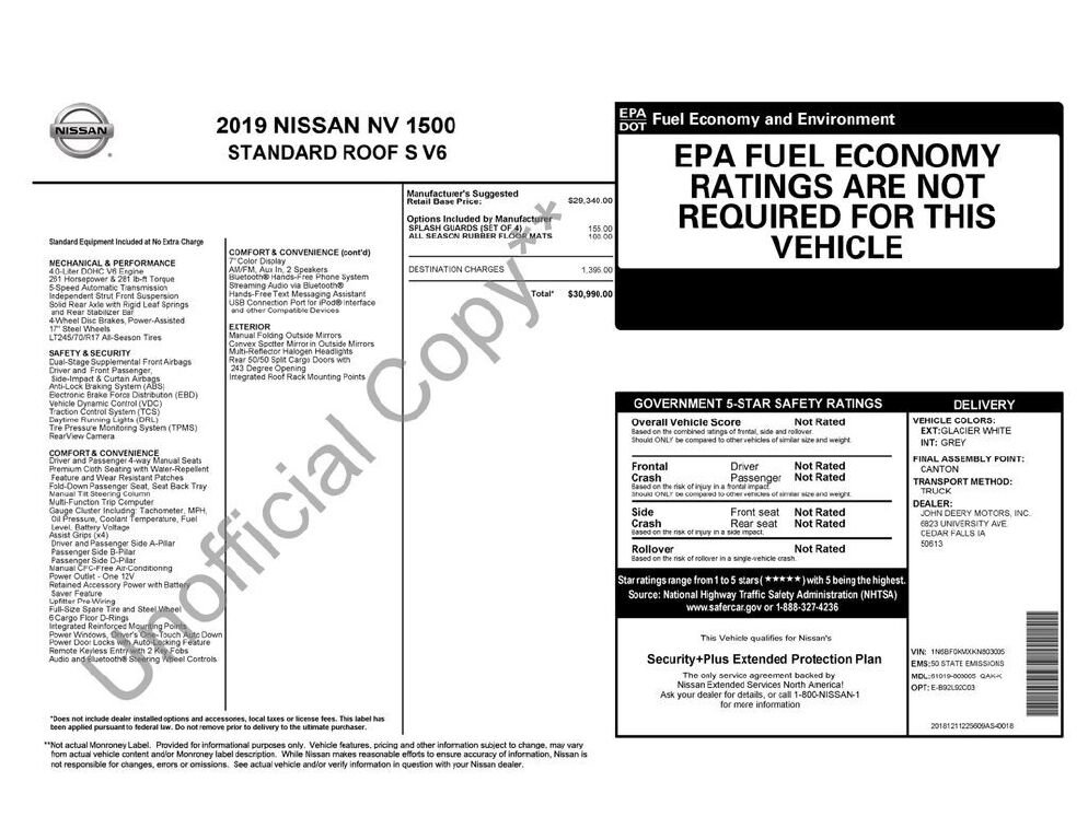 Used 2019 Nissan NV 1500 S RWD image 2