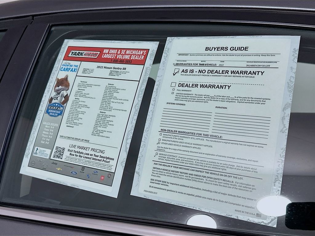 Certified 2022 Nissan Sentra SR w/ Electronics Package image 13