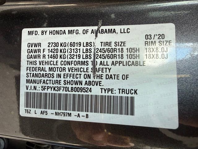 Used 2020 Honda Ridgeline RTL-E image 16