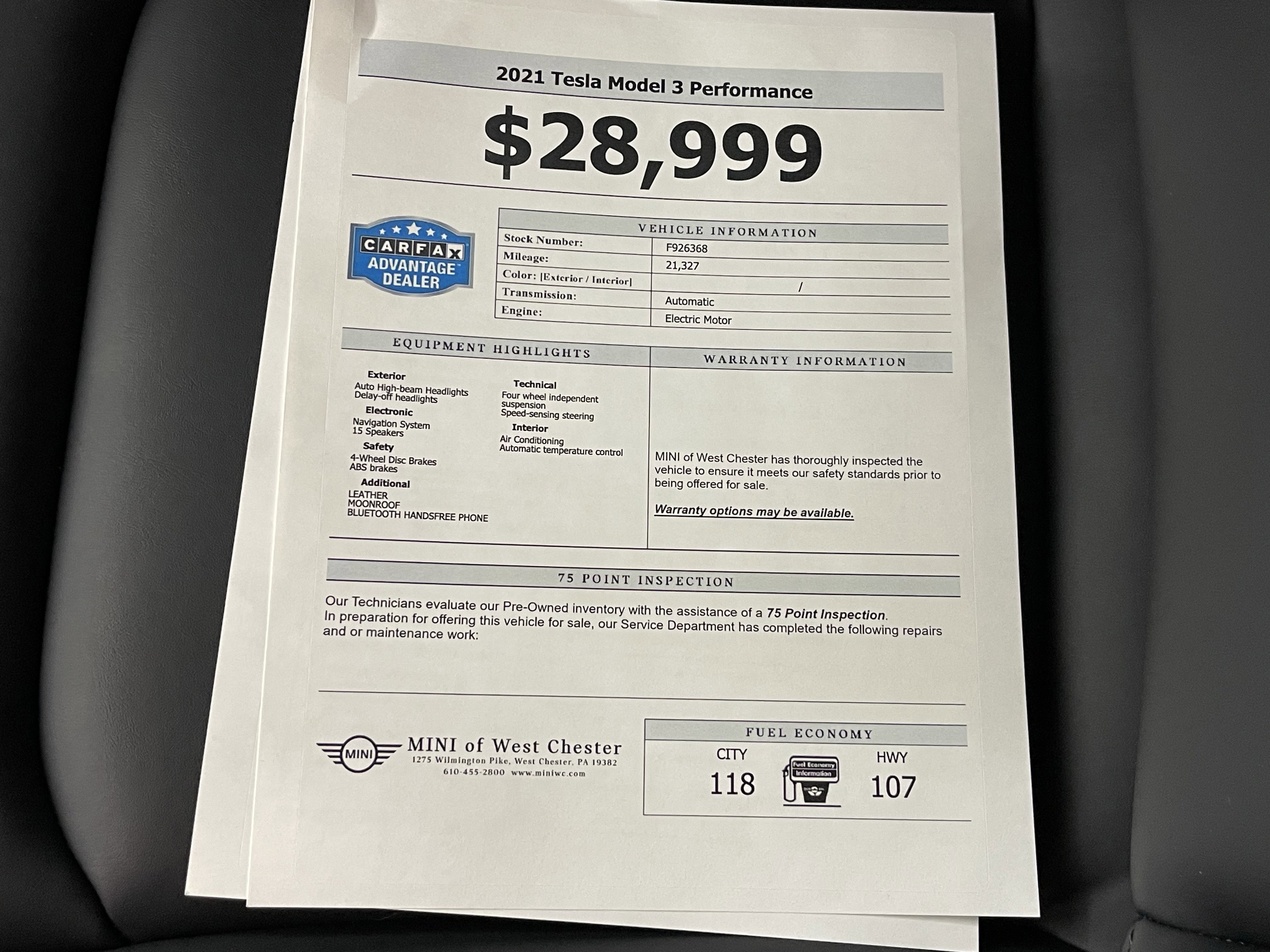 Used 2021 Tesla Model 3 Performance image 18