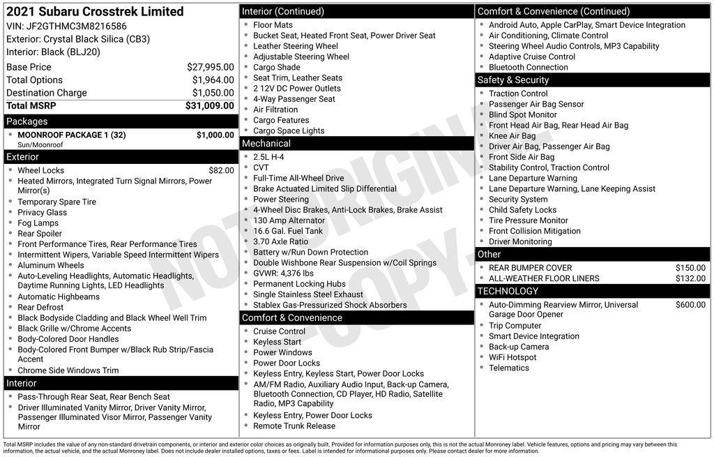 Used 2021 Subaru Crosstrek 2.5i Limited w/ Moonroof Package 1 image 39