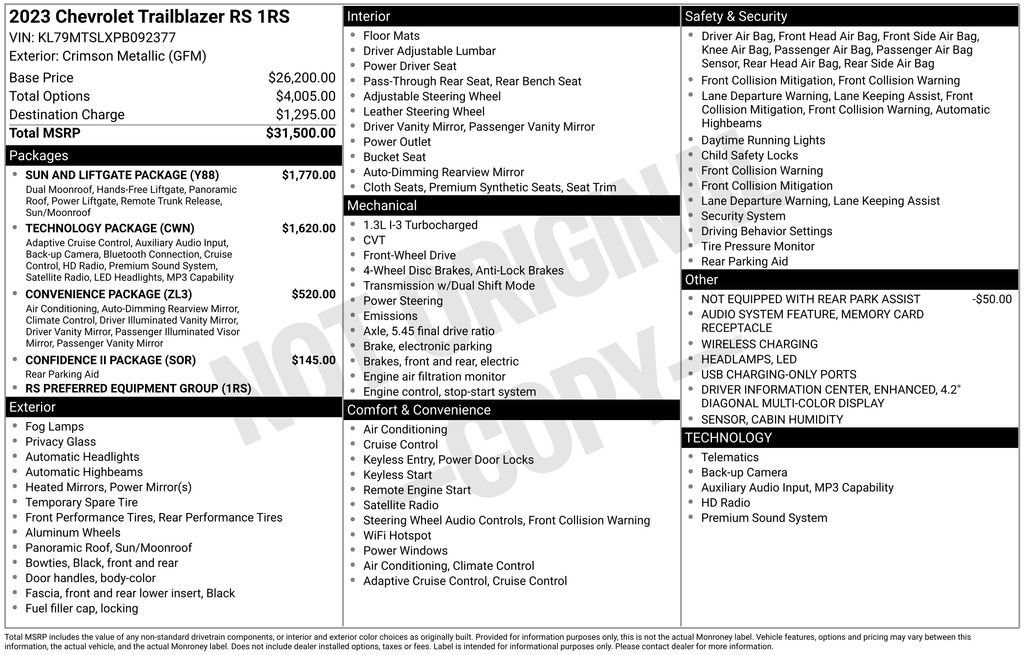 Used 2023 Chevrolet TrailBlazer RS w/ Sun and Liftgate Package FWD image 11
