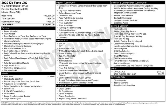 Certified 2020 Kia Forte LXS image 15