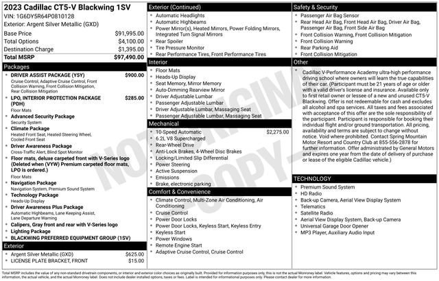 Certified 2023 Cadillac CT5 V Blackwing w/ Driver Assist Package RWD image 35