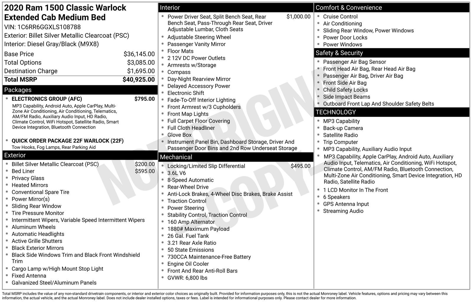 Used 2020 RAM 1500 Warlock w/ Electronics Group RWD image 5