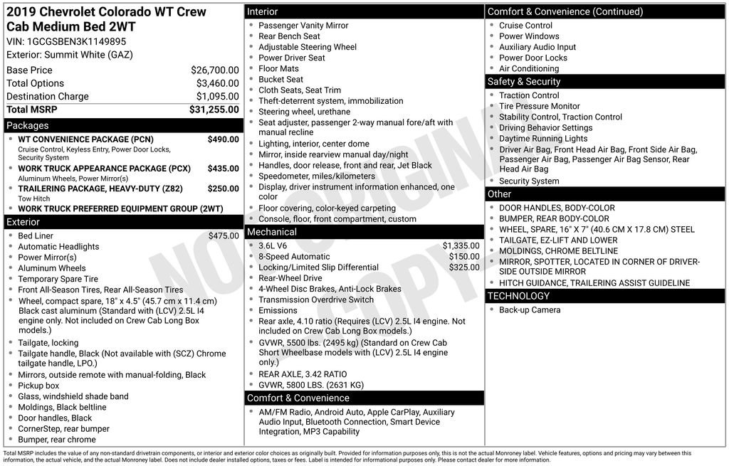 Used 2019 Chevrolet Colorado W/T w/ WT Convenience Package RWD image 11