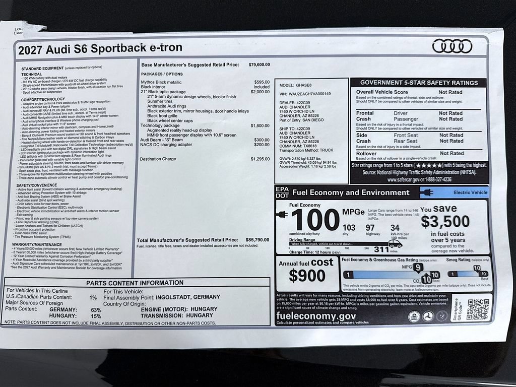 New 2027 Audi S6 e-tron Premium Plus AWD/4WD image 9